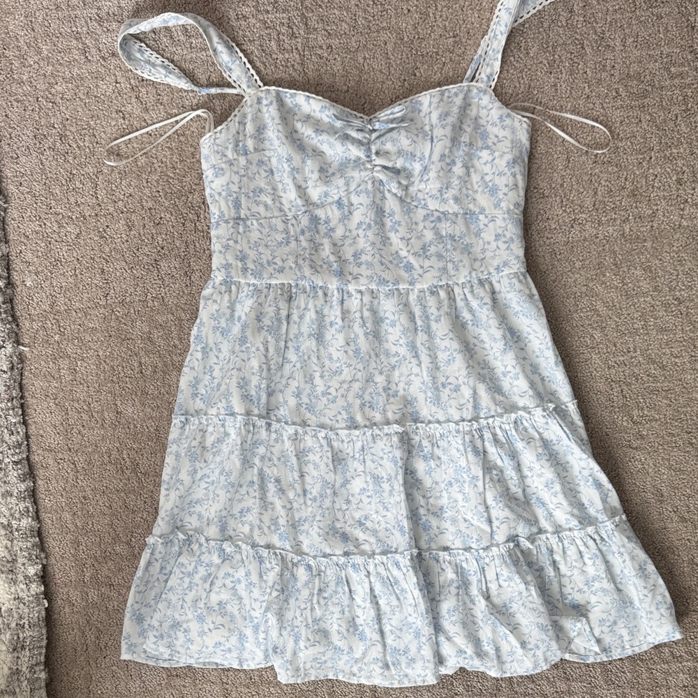 Altar'd State Light Blue Floral Tiered Sundress